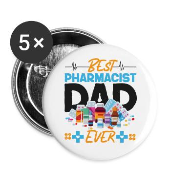 Pharmacy Tech Technician - Buttons large 2.2''/56 mm (5-pack) - white - Front