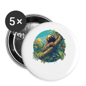 Paresseux Paresseux - Lot de 5 grands badges (56 mm) - blanc - Devant