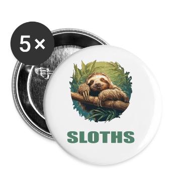 Paresseux Paresseux - Lot de 5 grands badges (56 mm) - blanc - Devant