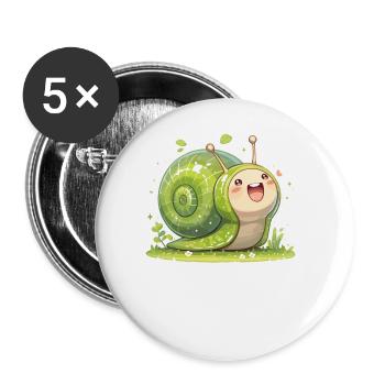 Schnecken Schnecke - Buttons groß 56 mm (5er Pack) - Weiß - Vorne