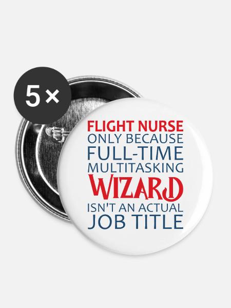 Flight Nurse Wizard Luftrettung - Buttons groß 56 mm (5er Pack) - Weiß