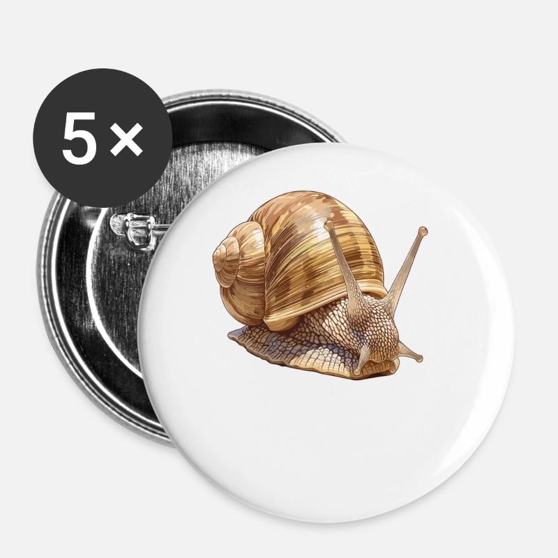 Schnecken Schnecke - Buttons groß 56 mm (5er Pack) - Weiß