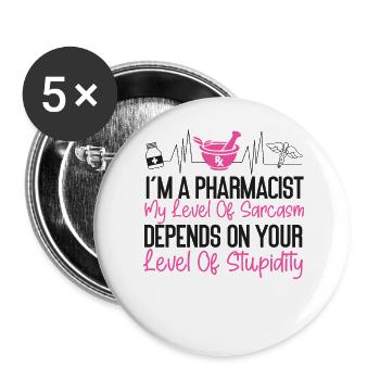 Pharmacy Tech Technician - Buttons large 2.2''/56 mm (5-pack) - white - Front