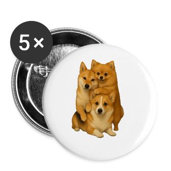 Corgi Shiba Poméranien - Lot de 5 grands badges (56 mm) - blanc - Devant