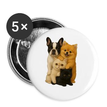 Bouledogue français Poméranien exotique à poil court - Lot de 5 grands badges (56 mm) - blanc - Devant