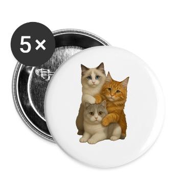 Ragdoll British Shorthair Maine Coon - Lot de 5 grands badges (56 mm) - blanc - Devant