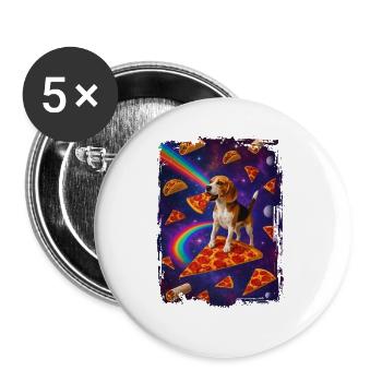 Beagle - Buttons groß 56 mm (5er Pack) - Weiß - Vorne