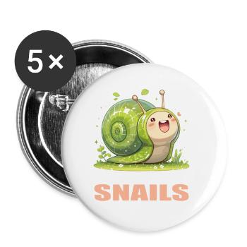 Schnecken Schnecke - Buttons groß 56 mm (5er Pack) - Weiß - Vorne