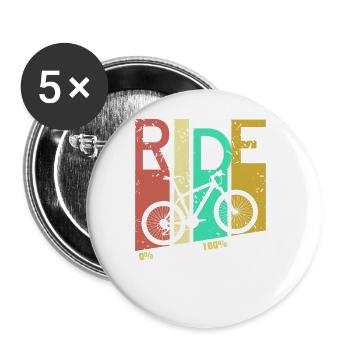 Ride Bike Eco Quote Zero Emission Cyclist Gear - Buttons groß 56 mm (5er Pack) - Weiß - Vorne