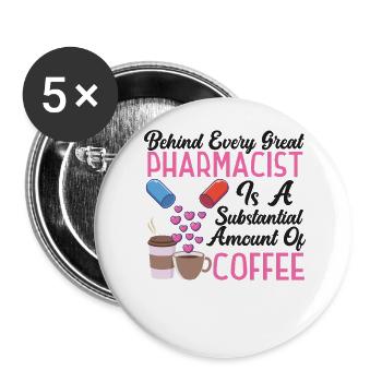 Pharmacy Tech Technician - Buttons groß 56 mm (5er Pack) - Weiß - Vorne