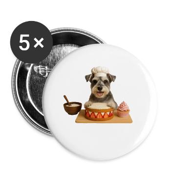 Miniature Schnauzer Baking Cake Cookies - Buttons large 2.2''/56 mm (5-pack) - white - Front