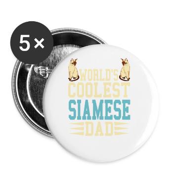 World's Coolest Siamese Cat Dad - Buttons large 2.2''/56 mm (5-pack) - white - Front