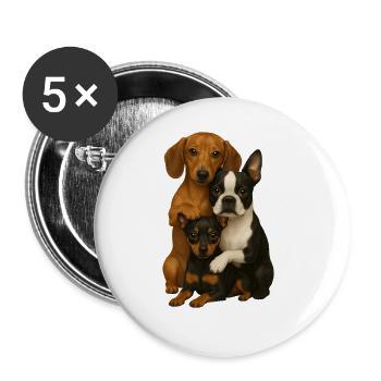 Dog Dogs Cute Dogs - Buttons large 2.2''/56 mm (5-pack) - white - Front