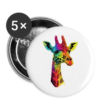 Giraffe Africa Love Safari Wilderness Cute Giraffes - Buttons large 2.2''/56 mm (5-pack) - white - Front