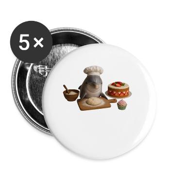 Dolphin Baking Cake Bread - Buttons large 2.2''/56 mm (5-pack) - white - Front