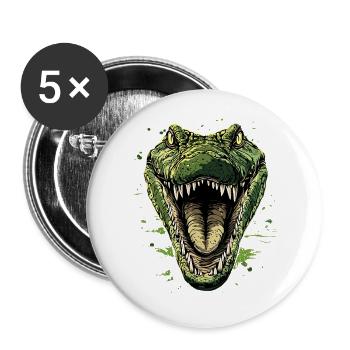 Krokodil Alligator Reptilien Kroko Liebe Krokodile - Buttons groß 56 mm (5er Pack) - Weiß - Vorne
