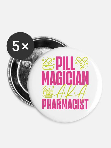 Pharmacy Tech Technician - Buttons groß 56 mm (5er Pack) - Weiß