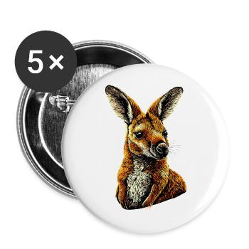 Wallaby Australia Outback Wild Sweet Kangaroo - Buttons large 2.2''/56 mm (5-pack) - white - Front