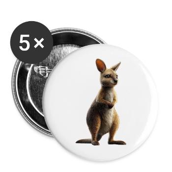 Wallaby Australia Outback Wild Sweet Kangaroo - Buttons large 2.2''/56 mm (5-pack) - white - Front