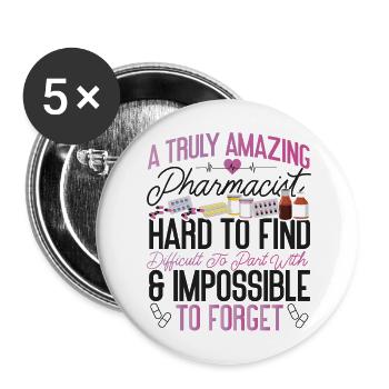 Technicien en pharmacie - Lot de 5 grands badges (56 mm) - blanc - Devant