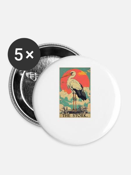 Störche Storch - Buttons groß 56 mm (5er Pack) - Weiß