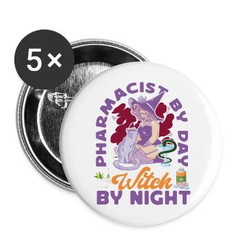 Pharmacy Tech Technician - Buttons large 2.2''/56 mm (5-pack) - white - Front