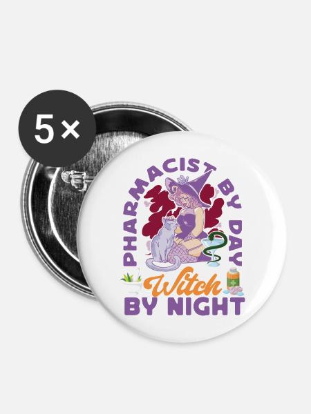 Pharmacy Tech Technician - Buttons groß 56 mm (5er Pack) - Weiß