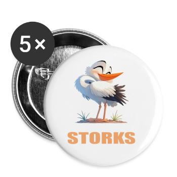 Störche Storch - Buttons groß 56 mm (5er Pack) - Weiß - Vorne