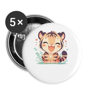 Sumatra-Tiger - Buttons groß 56 mm (5er Pack) - Weiß - Vorne