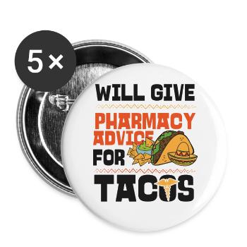 Technicien en pharmacie - Lot de 5 grands badges (56 mm) - blanc - Devant