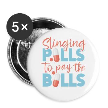 Technicien en pharmacie - Lot de 5 grands badges (56 mm) - blanc - Devant