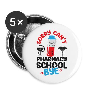 Technicien en pharmacie - Lot de 5 grands badges (56 mm) - blanc - Devant