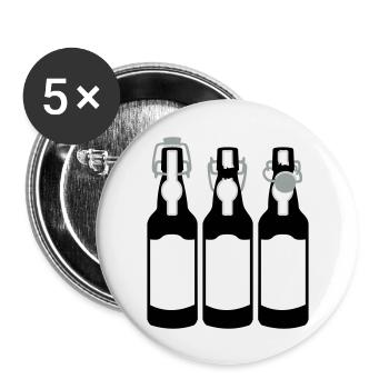 3 Bierflaschen / 3 beer bottles (c, 3c) - Buttons groß 56 mm (5er Pack) - Weiß - Vorne