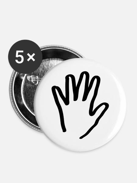 hand - Buttons groß 56 mm (5er Pack) - Weiß