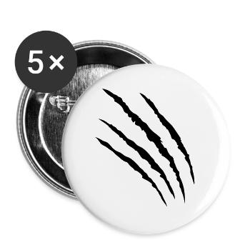 kratzer tatze klaue claws pfote - Buttons groß 56 mm (5er Pack) - Weiß - Vorne