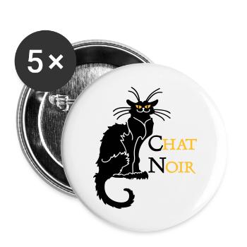 chat noir 'n (text, 2c) - Buttons groß 56 mm (5er Pack) - Weiß - Vorne