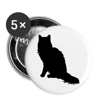 Maine Coon - Buttons groß 56 mm (5er Pack) - Weiß - Vorne