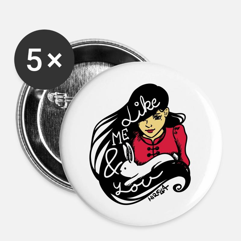 Like me and you - Buttons large 2.2''/56 mm (5-pack) - white