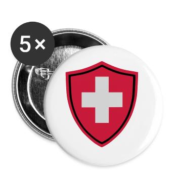 Schweiz Button - Buttons groß 56 mm (5er Pack) - Weiß - Vorne