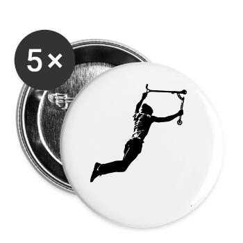 Stunt Scooter in Action Rider Scoot - Buttons groß 56 mm (5er Pack) - Weiß - Vorne