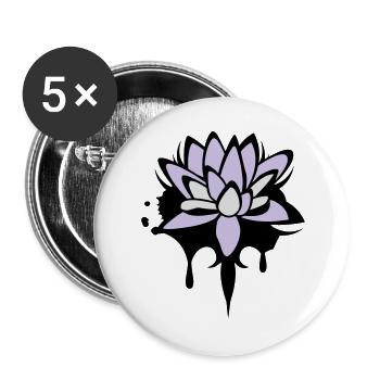 abstraktes Lotos Blüten Seerosen Graffiti - Buttons groß 56 mm (5er Pack) - Weiß - Vorne
