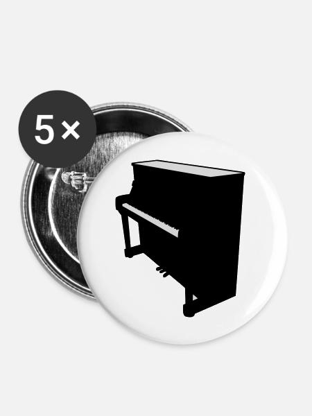 Piano / Klavier - Buttons groß 56 mm (5er Pack) - Weiß