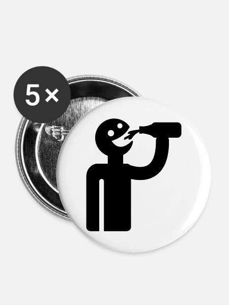 Säufer - Trinker - Buttons groß 56 mm (5er Pack) - Weiß