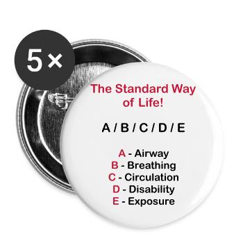 Rettungsdienst ABC Schema - Buttons groß 56 mm (5er Pack) - Weiß - Vorne