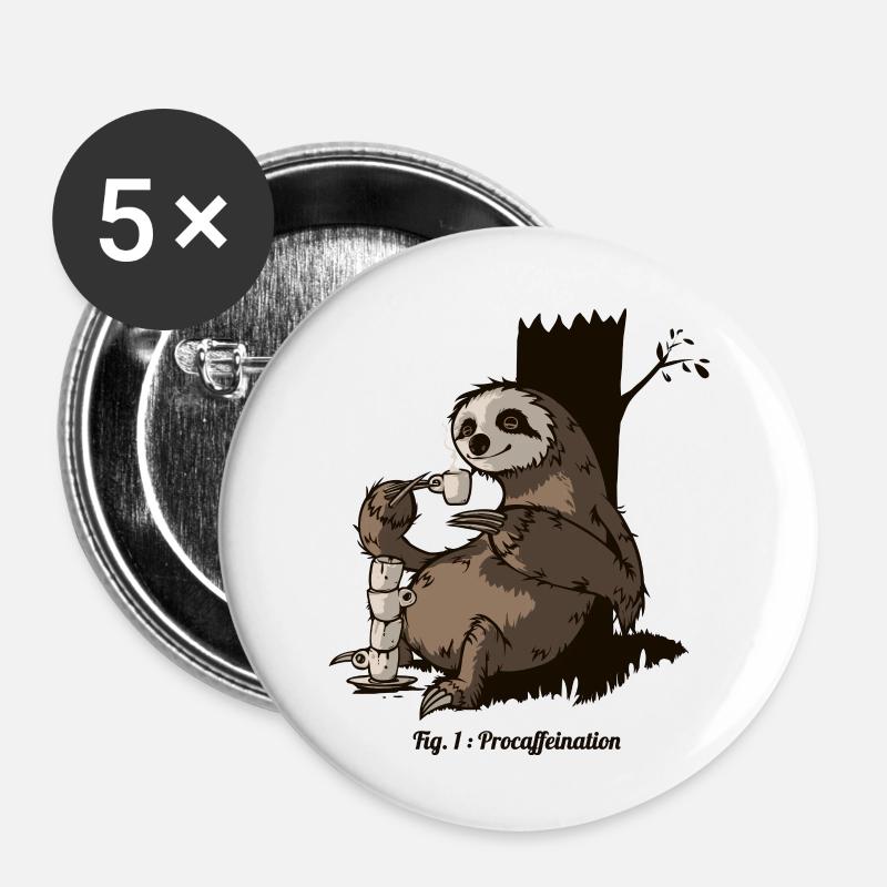 Procafeination - Buttons groß 56 mm (5er Pack) - Weiß