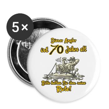 Dieser Angler ist 70 Jahre Geburtstag RAHMENLOS G - Buttons groß 56 mm (5er Pack) - Weiß - Vorne