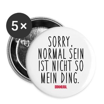 Normal sein - Buttons groß 56 mm (5er Pack) - Weiß - Vorne