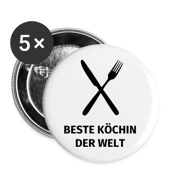 Beste Köchin der Welt - Buttons groß 56 mm (5er Pack) - Weiß - Vorne