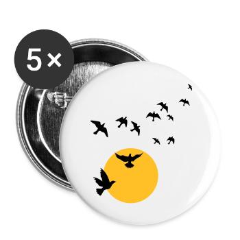 Vögel im Sonnenuntergang - Buttons groß 56 mm (5er Pack) - Weiß - Vorne