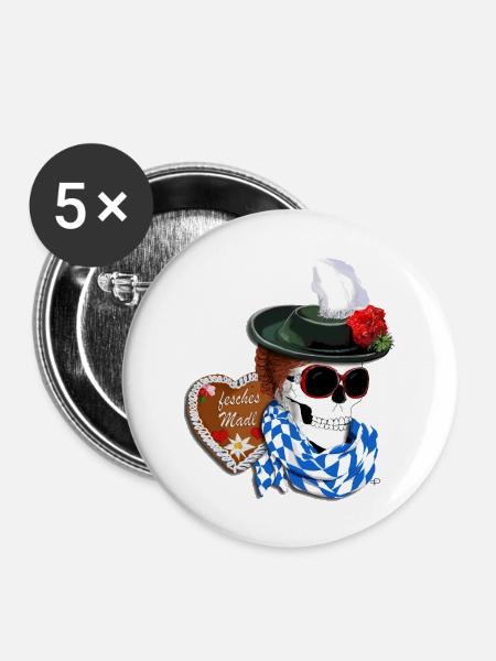 fesches Madl - Buttons groß 56 mm (5er Pack) - Weiß